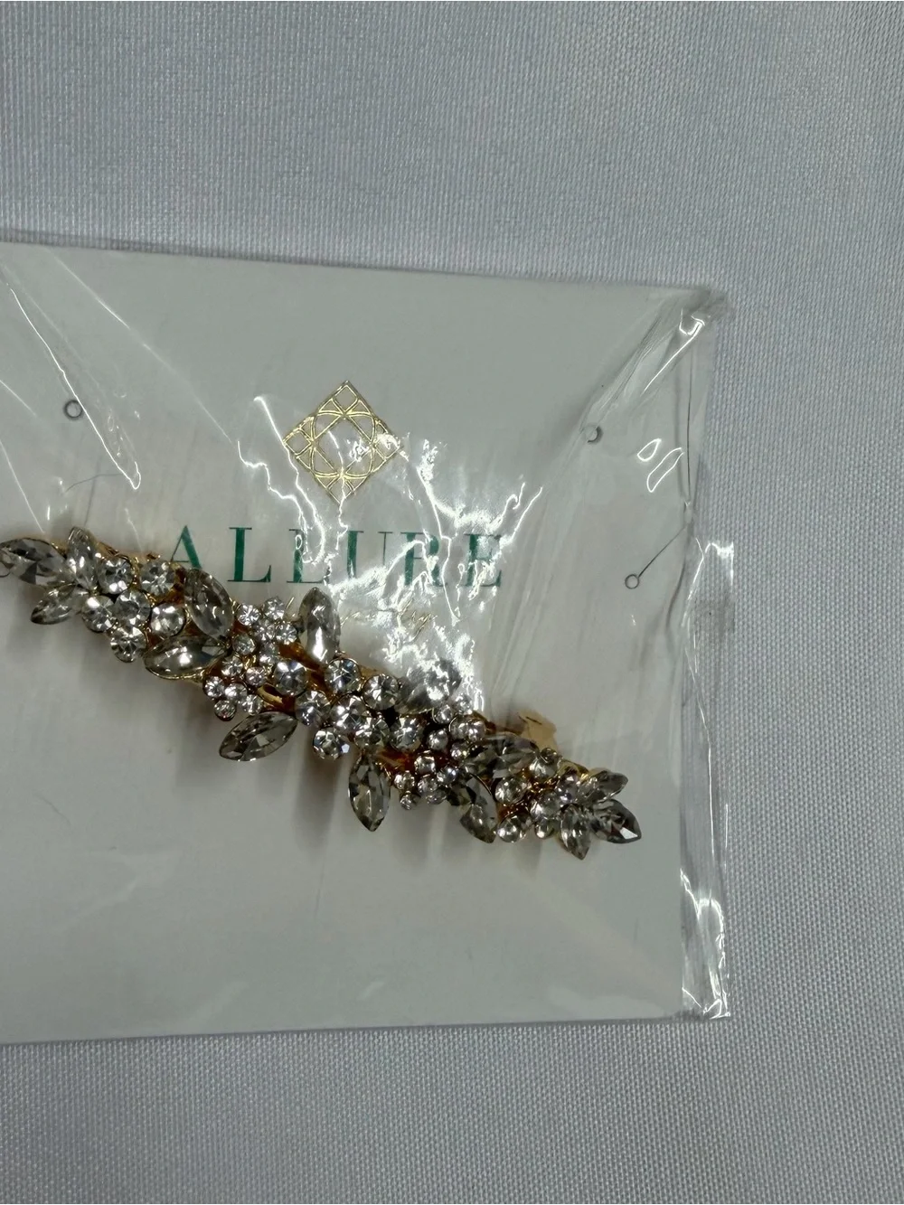 Allure Gold Floral Rhinestone Barrette